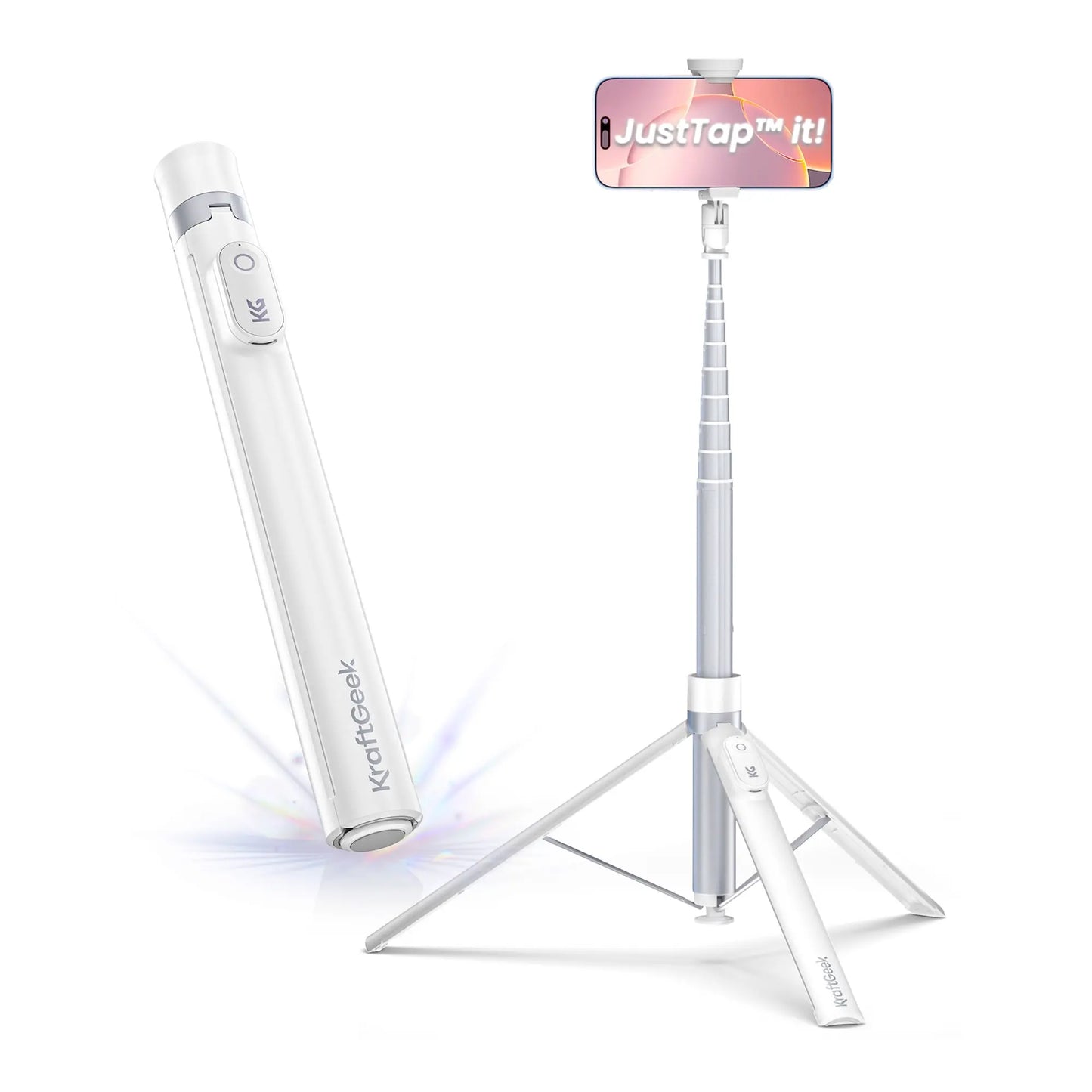 Kraftgeek Justtap Tap-To-Open Phone Tripod with Remote - Smartphone Vlogging Kit for Enhanced Video Capture