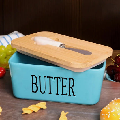 Ceramic Luxury Large Butter Dish - Countertop Keeper with Lid, Knife, High-Quality Silicone Sealing, and Easy-Clean Design - Perfect Kitchen Gift for Butter Lovers #Summervibes
