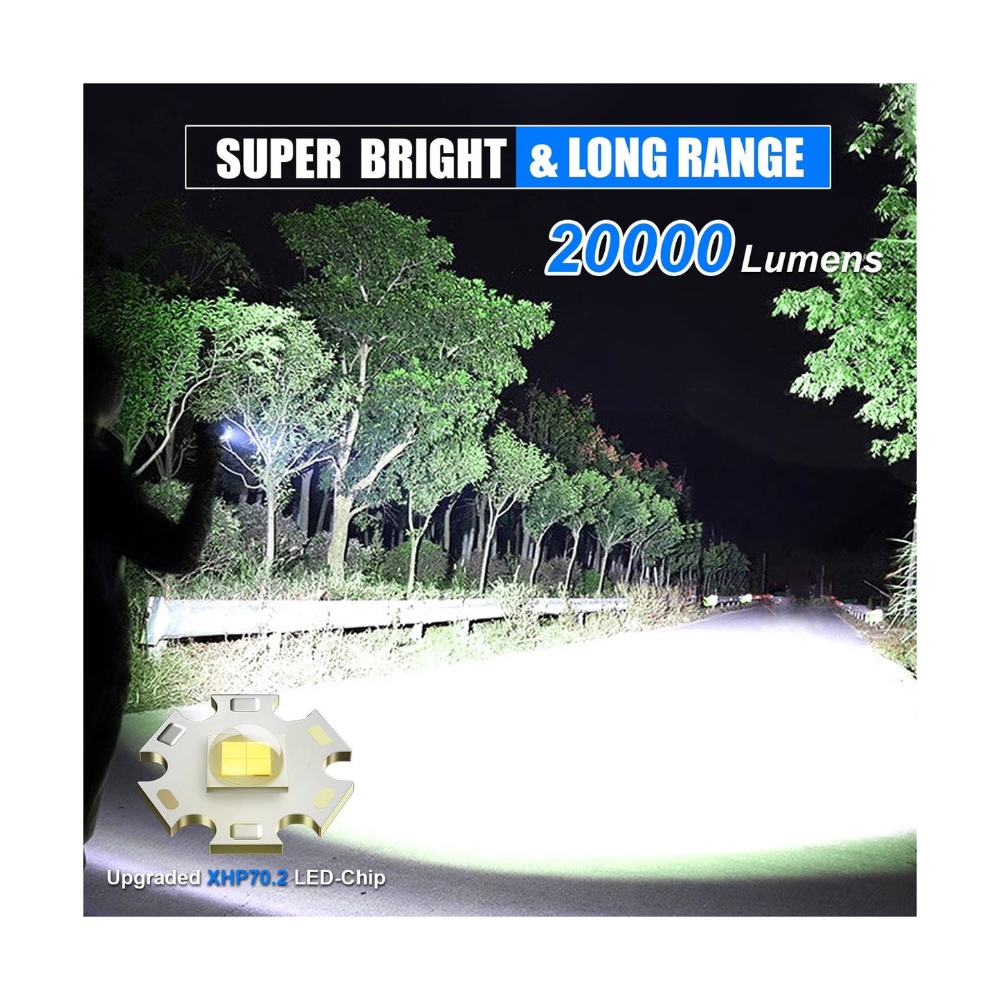 Unleash the Power of Light with Sunitact 20000 Lumen Rechargeable Flashlight - Perfect for Emergencies, Camping, and Outdoor Adventures!