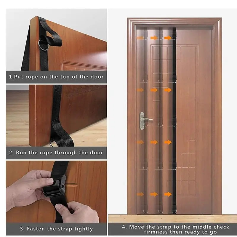 Multifunctional Home Fitness Equipment Elastic Rope Door Pull Strap Hole-Free Installation Portable Exercise Equipment