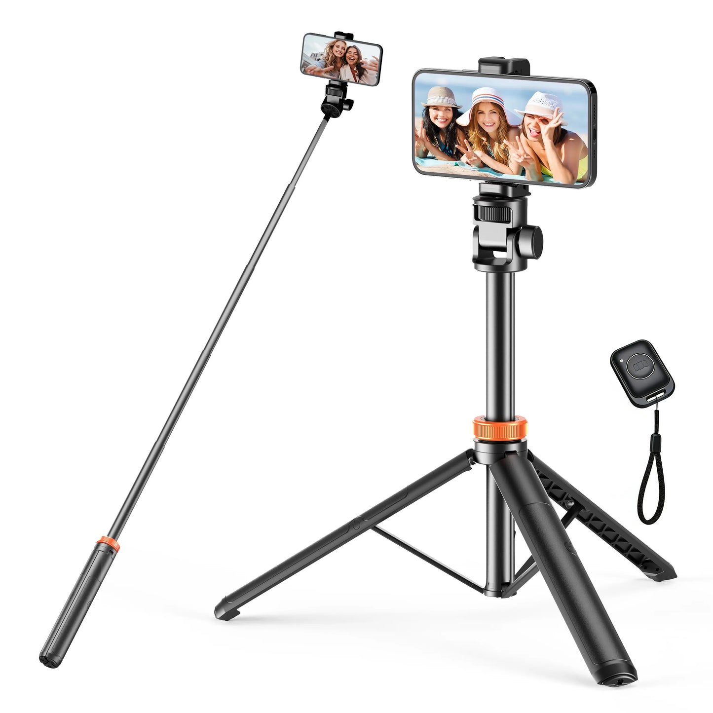 61-In Smartphone Selfie Stick with Wireless Remote, Upgraded Stable Phone Tripod Stand, Tech Accessories for Iphone 17/16/15/14/13 & Mobile Devices, Travel-Friendly Cam Videography Equipment