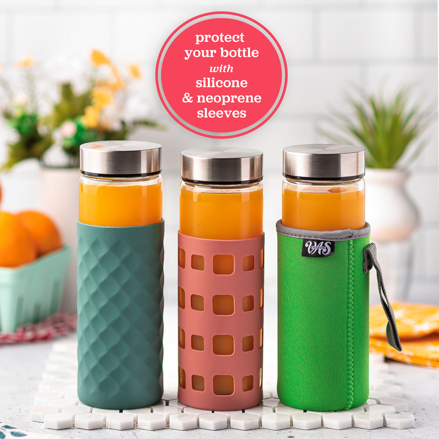 Wide Mouth Glass Bottles Set (16 oz)