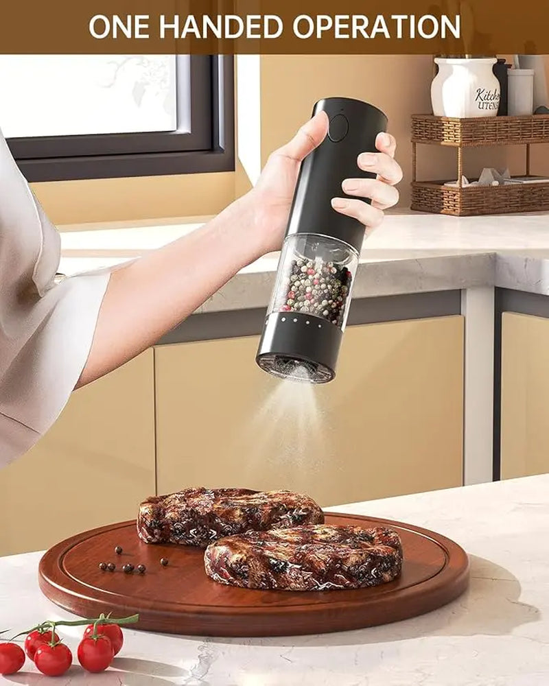 Electric Pepper Mill, Adjustable Coarseness, Salt and Pepper One-Handed Grinder, USB Rechargeable, Easy to Clean – Grinder Only (Salt & Pepper Not Included), Suitable for Kitchen, Dining, BBQ, Camping