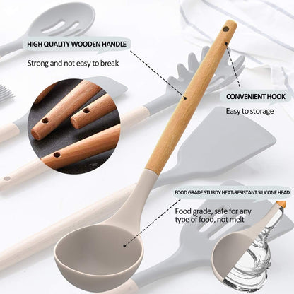 Silicone Cooking Utensils Kitchen Utensil Set,