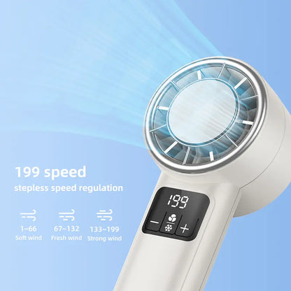 Portable Handheld Turbo Fan (With Cooling Function) — Usb-Rechargeable Battery | Powerful Performance & Whisper-Quiet Operation (Up to 20,000 RPM) | the Ultimate Summer Essential for Travel, Outdoor Activities, and Office Environments