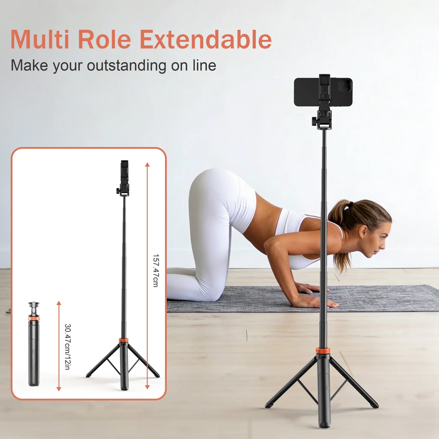 61-In Smartphone Selfie Stick with Wireless Remote, Upgraded Stable Phone Tripod Stand, Tech Accessories for Iphone 17/16/15/14/13 & Mobile Devices, Travel-Friendly Cam Videography Equipment