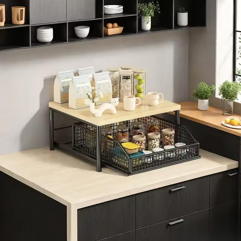 Modern Kitchen Microwave Shelf & Countertop Organizer