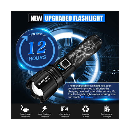 Unleash the Power of Light with Sunitact 20000 Lumen Rechargeable Flashlight - Perfect for Emergencies, Camping, and Outdoor Adventures!