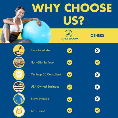 Premium Exercise Ball - Versatile Gym-Grade Balance Ball for Fitness, Yoga, Workout, Pregnancy & Physical Therapy