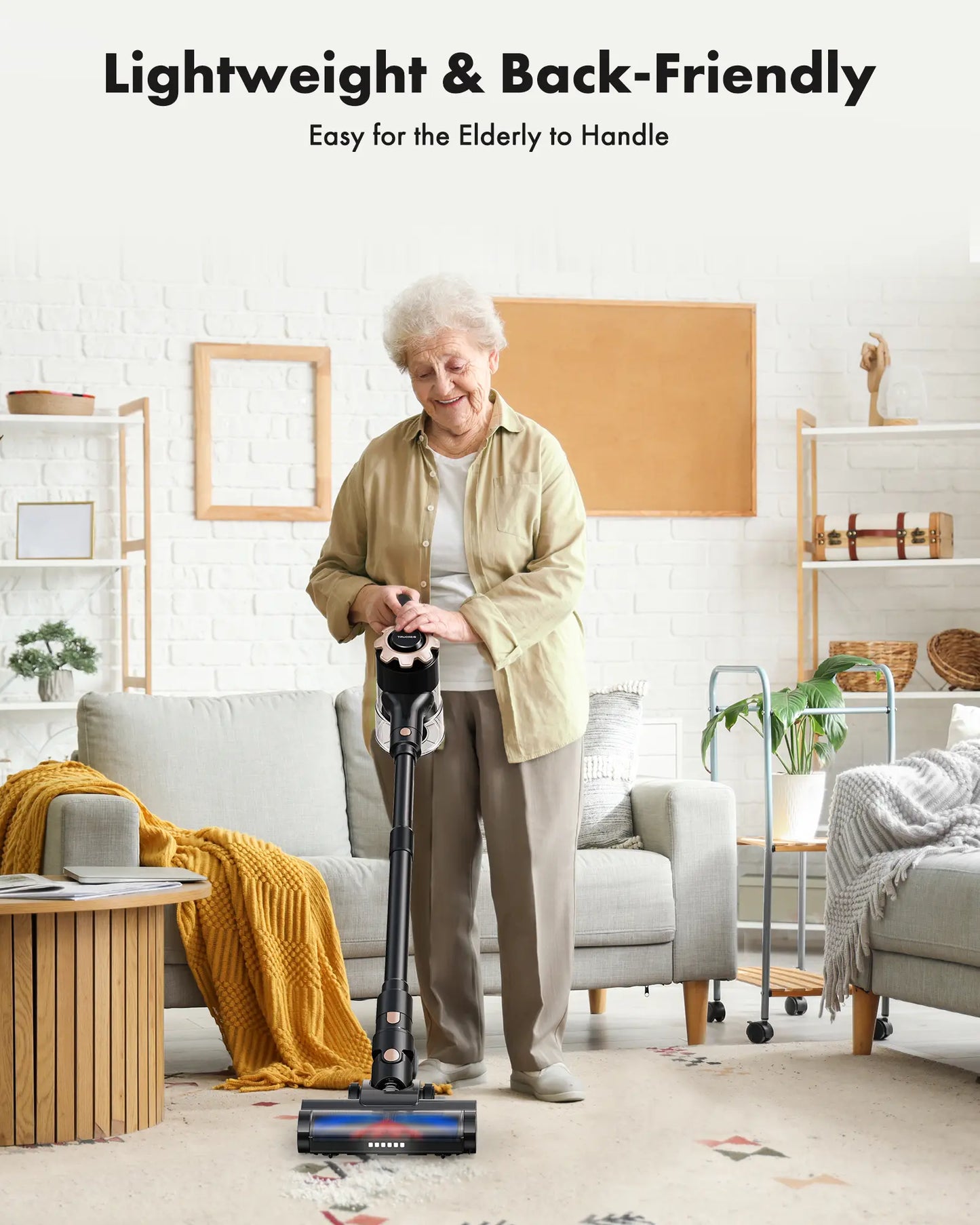 【 2026 Newly Upgraded】Trucozie T350 Cordless Vacuum Features an 8-In-1 Lightweight Design with up to 45 Minutes of Runtime and 33Kpa of Powerful Suction. This Rechargeable Cordless Vacuum Is Ideal for Carpets, Tiles, Pet Hair, and Hardwood Floors.