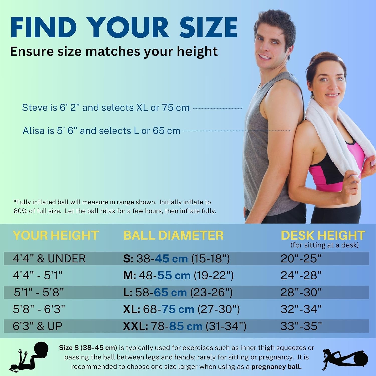 Premium Exercise Ball - Versatile Gym-Grade Balance Ball for Fitness, Yoga, Workout, Pregnancy & Physical Therapy