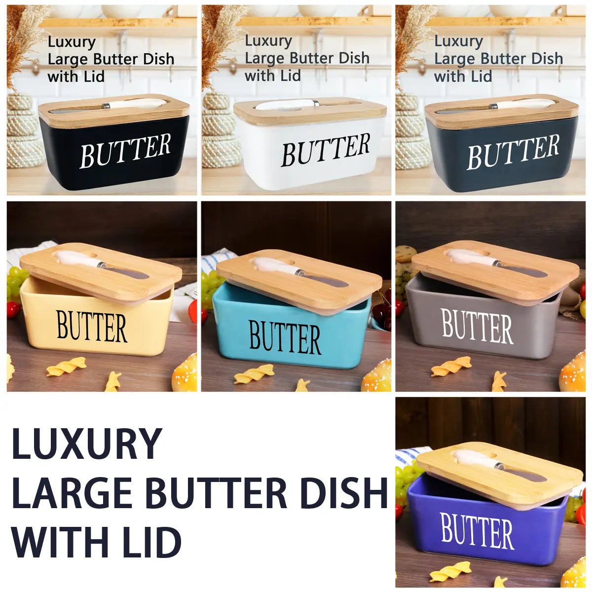 Ceramic Luxury Large Butter Dish - Countertop Keeper with Lid, Knife, High-Quality Silicone Sealing, and Easy-Clean Design - Perfect Kitchen Gift for Butter Lovers #Summervibes