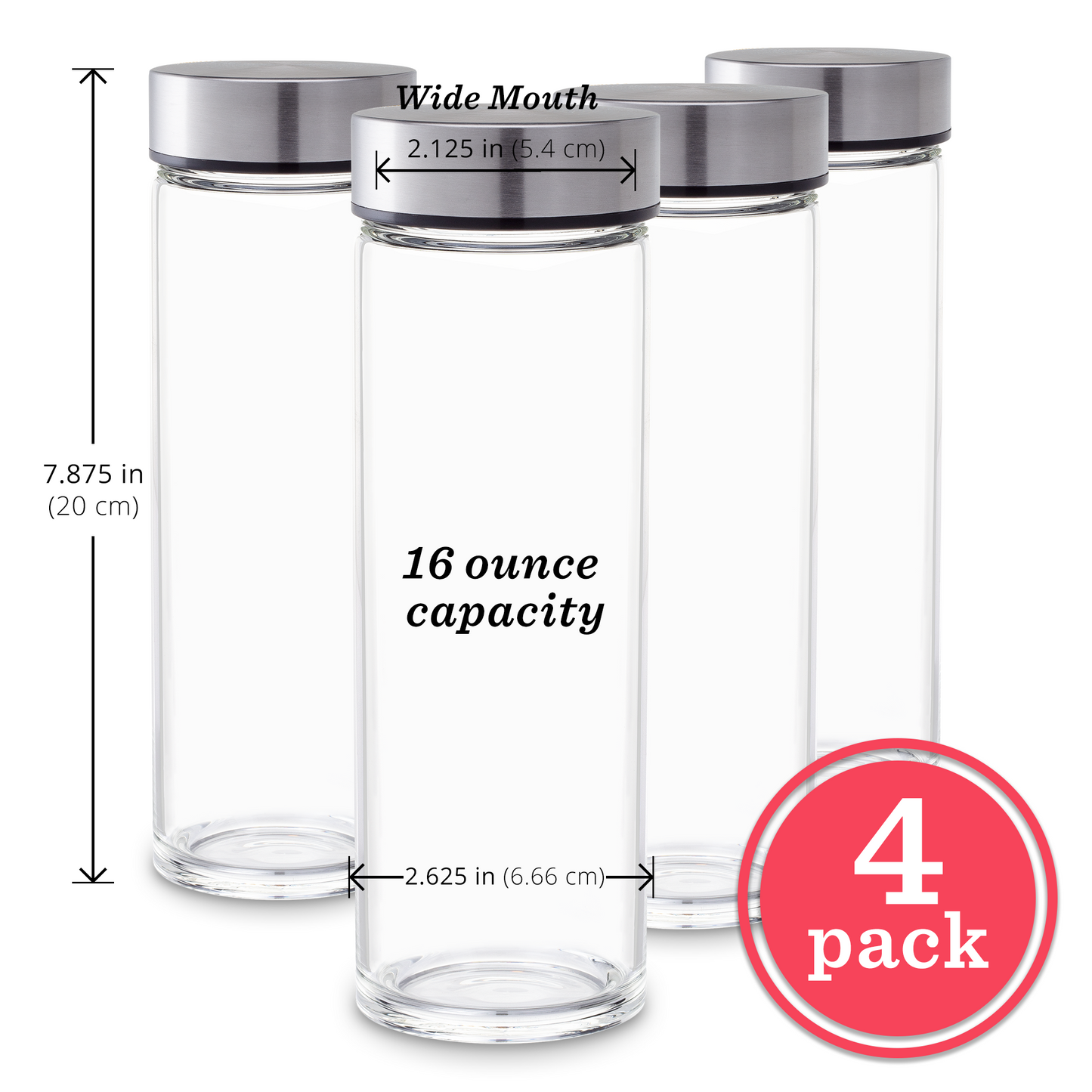 Wide Mouth Glass Bottles Set (16 oz)