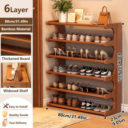 Bamboo Shoe Rack Organizer