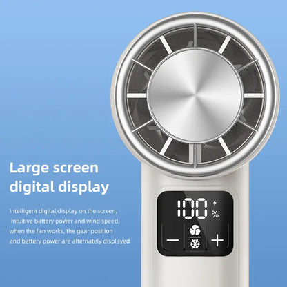 Portable Handheld Turbo Fan (With Cooling Function) — Usb-Rechargeable Battery | Powerful Performance & Whisper-Quiet Operation (Up to 20,000 RPM) | the Ultimate Summer Essential for Travel, Outdoor Activities, and Office Environments