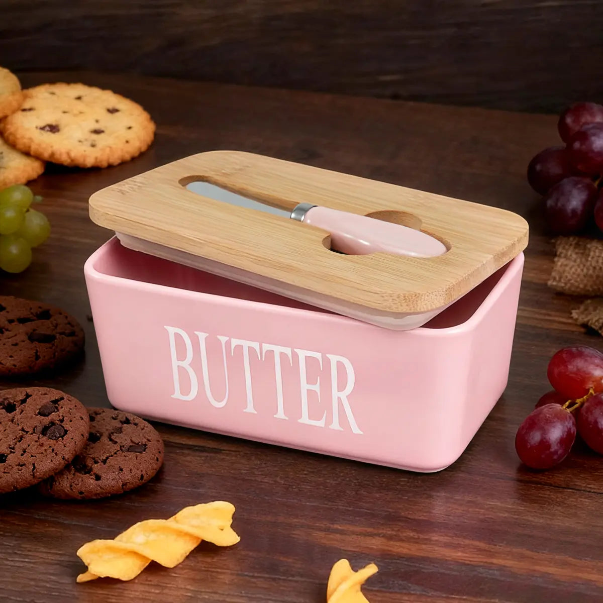 Ceramic Luxury Large Butter Dish - Countertop Keeper with Lid, Knife, High-Quality Silicone Sealing, and Easy-Clean Design - Perfect Kitchen Gift for Butter Lovers #Summervibes