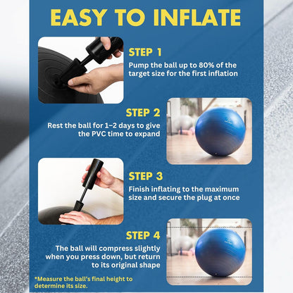 Premium Exercise Ball - Versatile Gym-Grade Balance Ball for Fitness, Yoga, Workout, Pregnancy & Physical Therapy