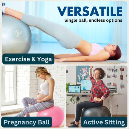 Premium Exercise Ball - Versatile Gym-Grade Balance Ball for Fitness, Yoga, Workout, Pregnancy & Physical Therapy